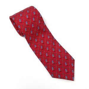 Bird Dog Bay Red Hockey Player & Stick Tie 100% Silk 3.25" Hand Made